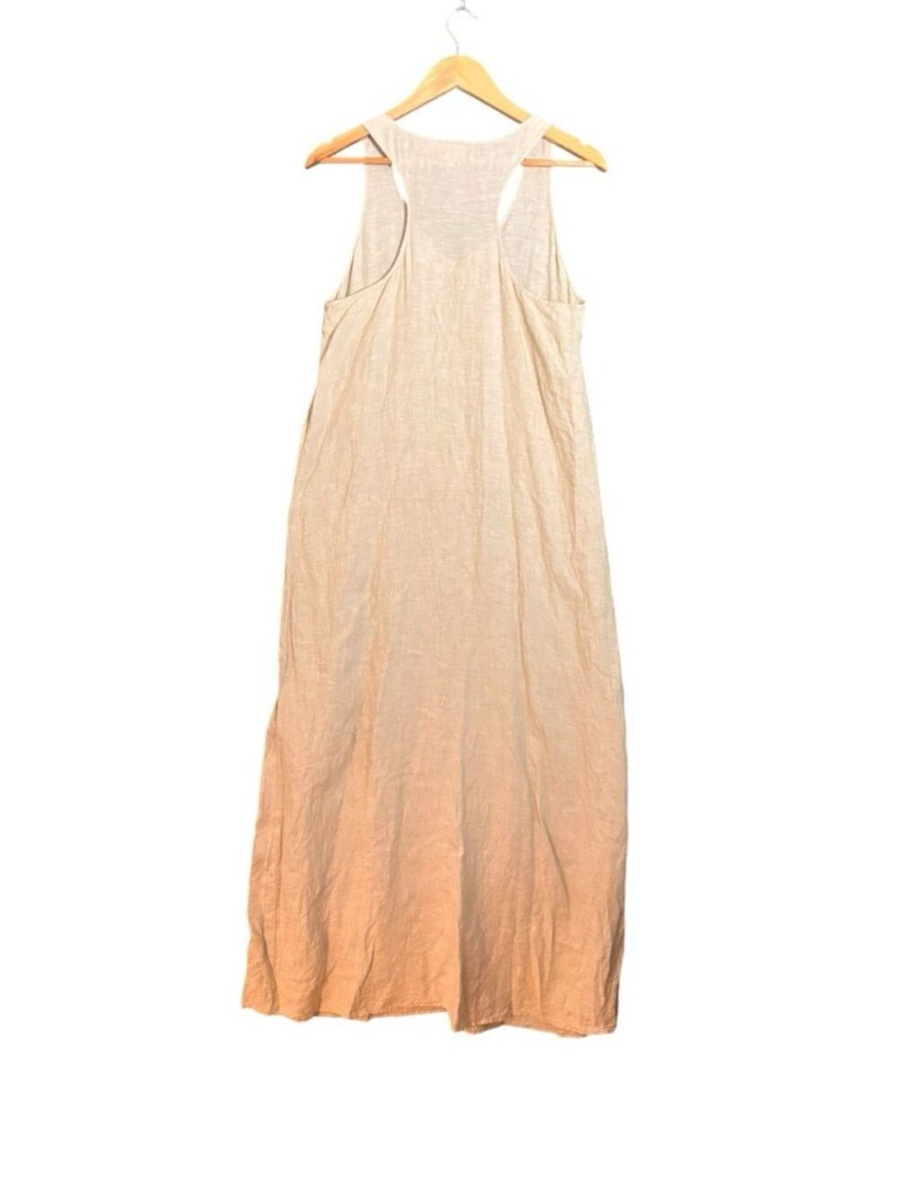 St. Tropez West 100% Linen Maxi Dress Women’s US 6 Beige Sleeveless V-Neck - Picture 3 of 10